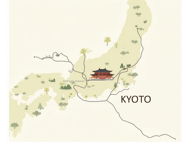 清水寺や祇園などの観光名所と共にAmi Weaverの工房がマークされた京都中心部のシンプルな地図。