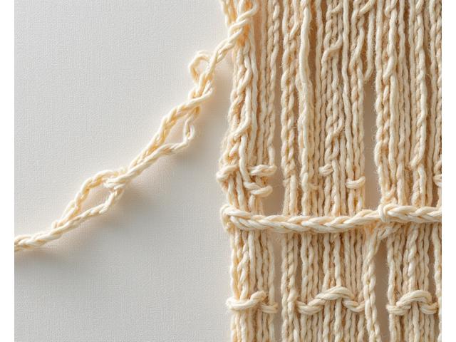 江戸時代の破れた漁網が緻密に修復された様子。